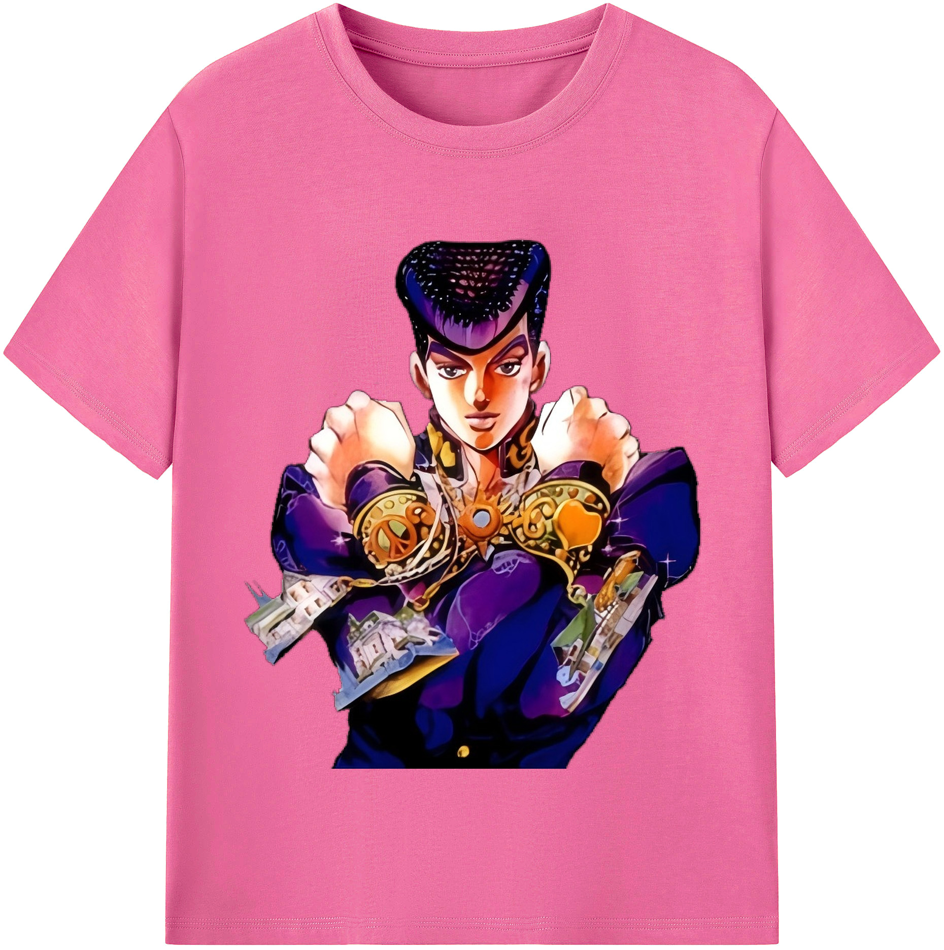 （画像用） ジョジョの奇妙な冒険 ひがしかた じょうすけ JoJo's Bizarre Adventure Higashikata Josuke レディースカジュアルプリントTシャツ（綿100％）